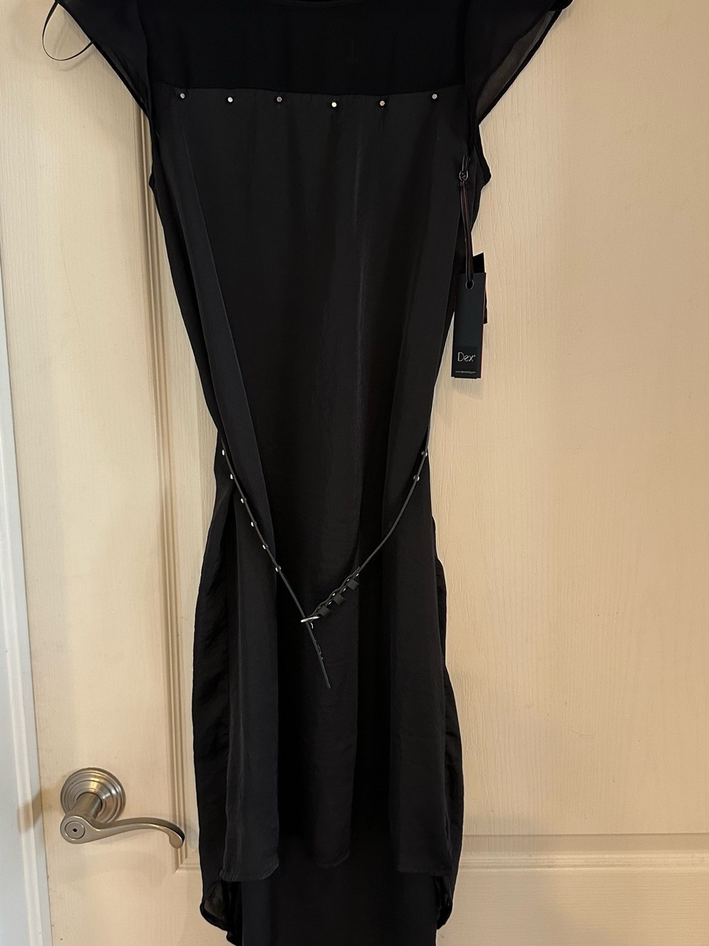 Dex Black Backless Sleeveless Dress with Stud Accents